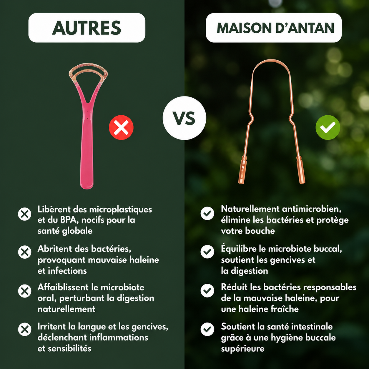 Le Cuivre d'Antan, gratte-langue en cuivre pur