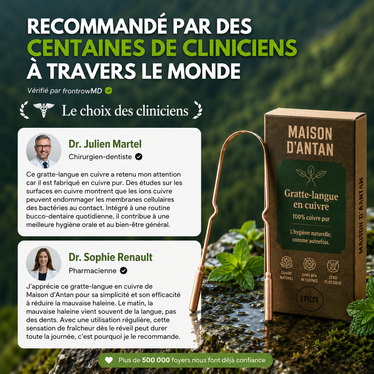 Le Cuivre d'Antan, gratte-langue en cuivre pur